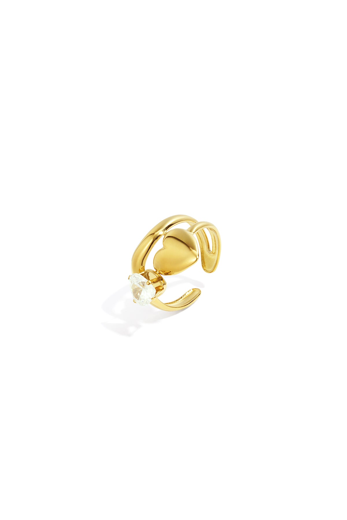 Bagues en acier inoxydable avec pierres précieuses, style cœur, décontractées, simples et quotidiennes, bijoux pour femmes