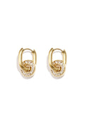 Boucles d'oreilles ovales avec pendentif rond serti