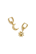 Boucles d'oreilles squovales avec lune et étoile