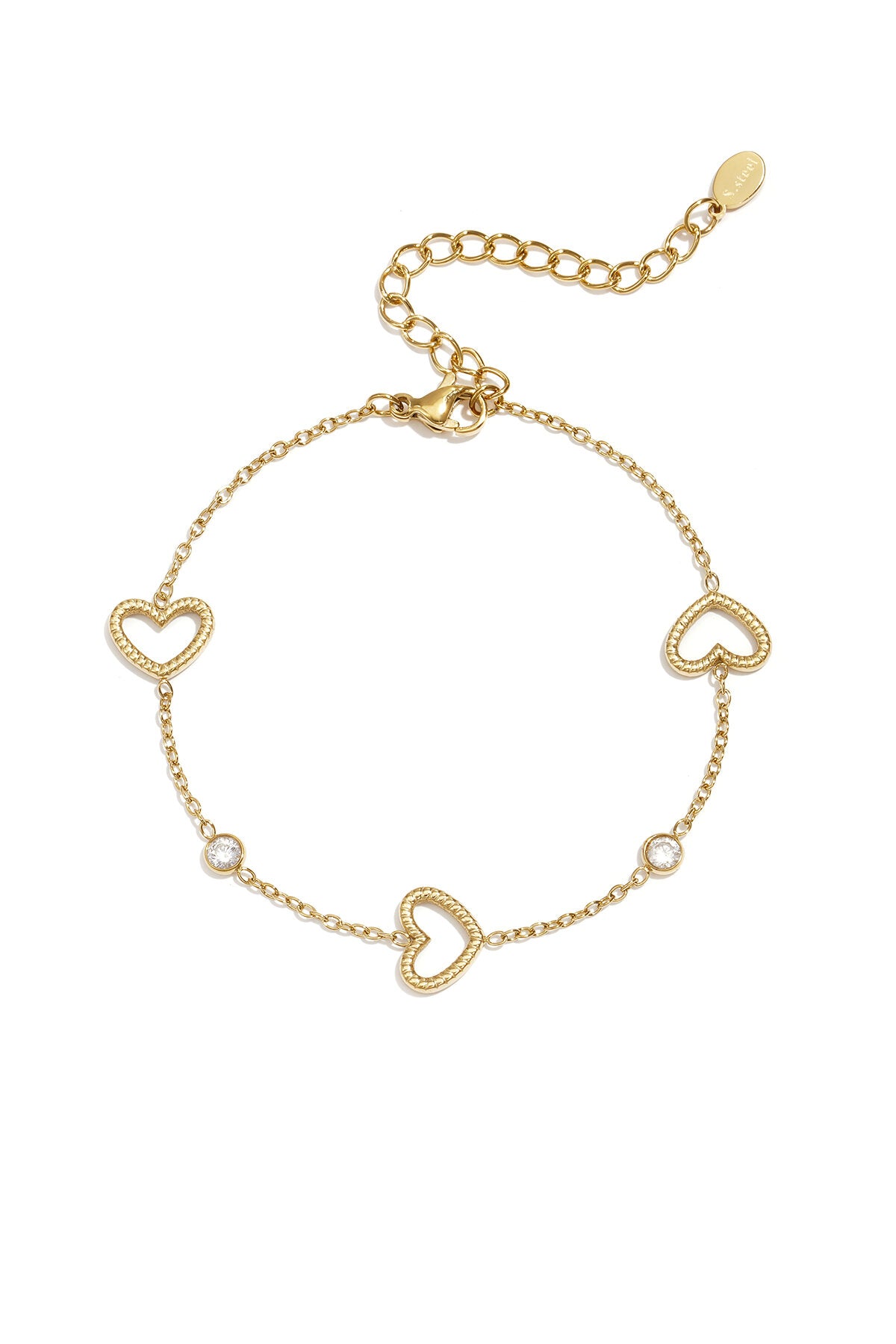 Bracelet en forme de cœur orné de pierres alternées