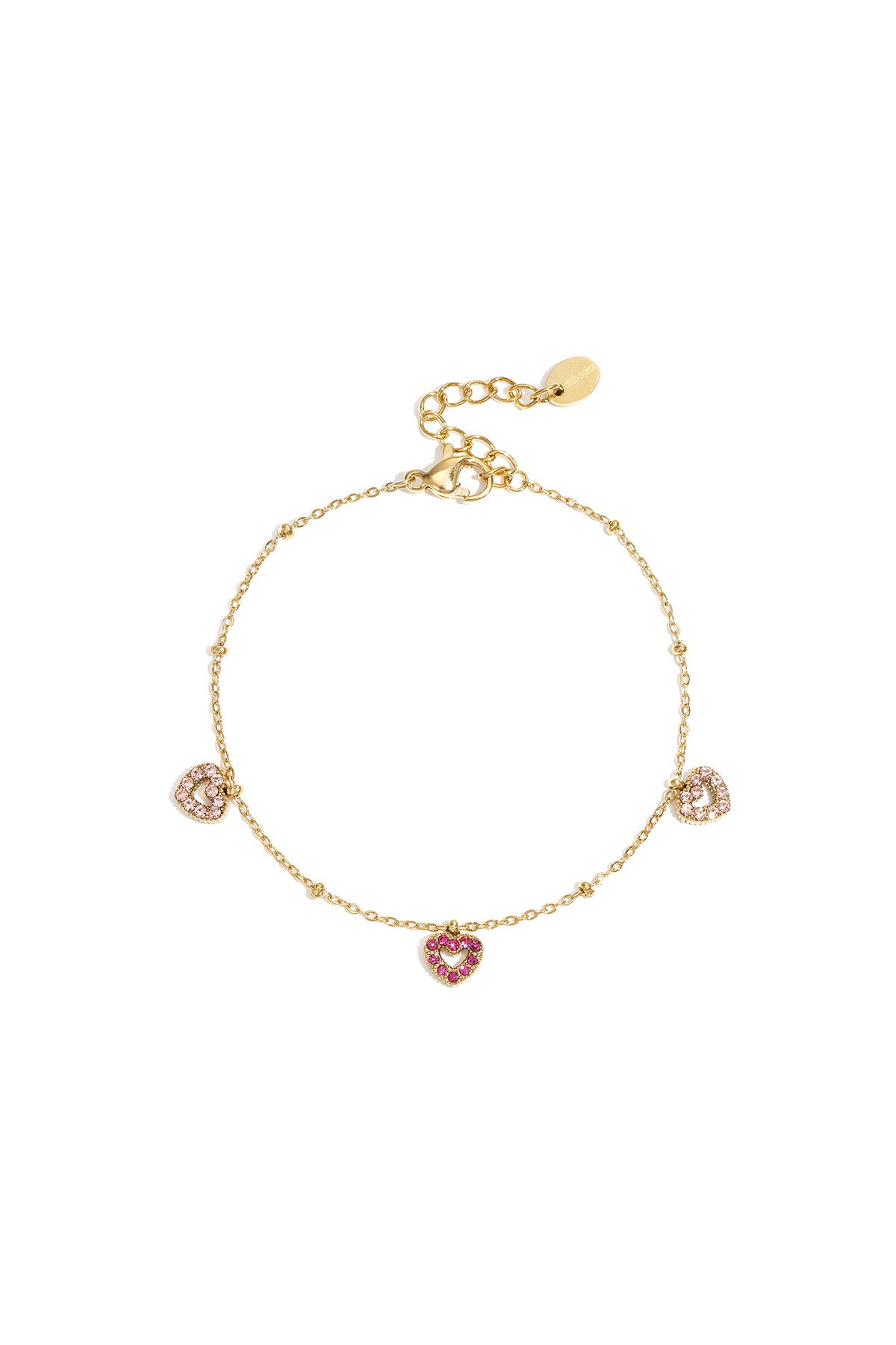 Bracelet orné de pierres roses en forme de cœur