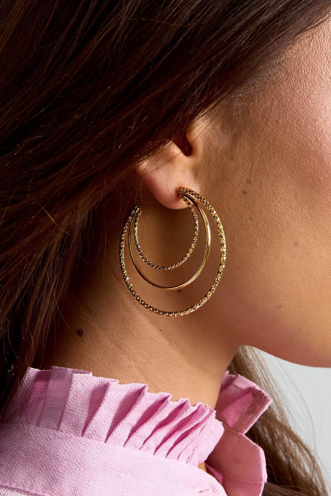 Boucles d'oreilles créoles triples superposées