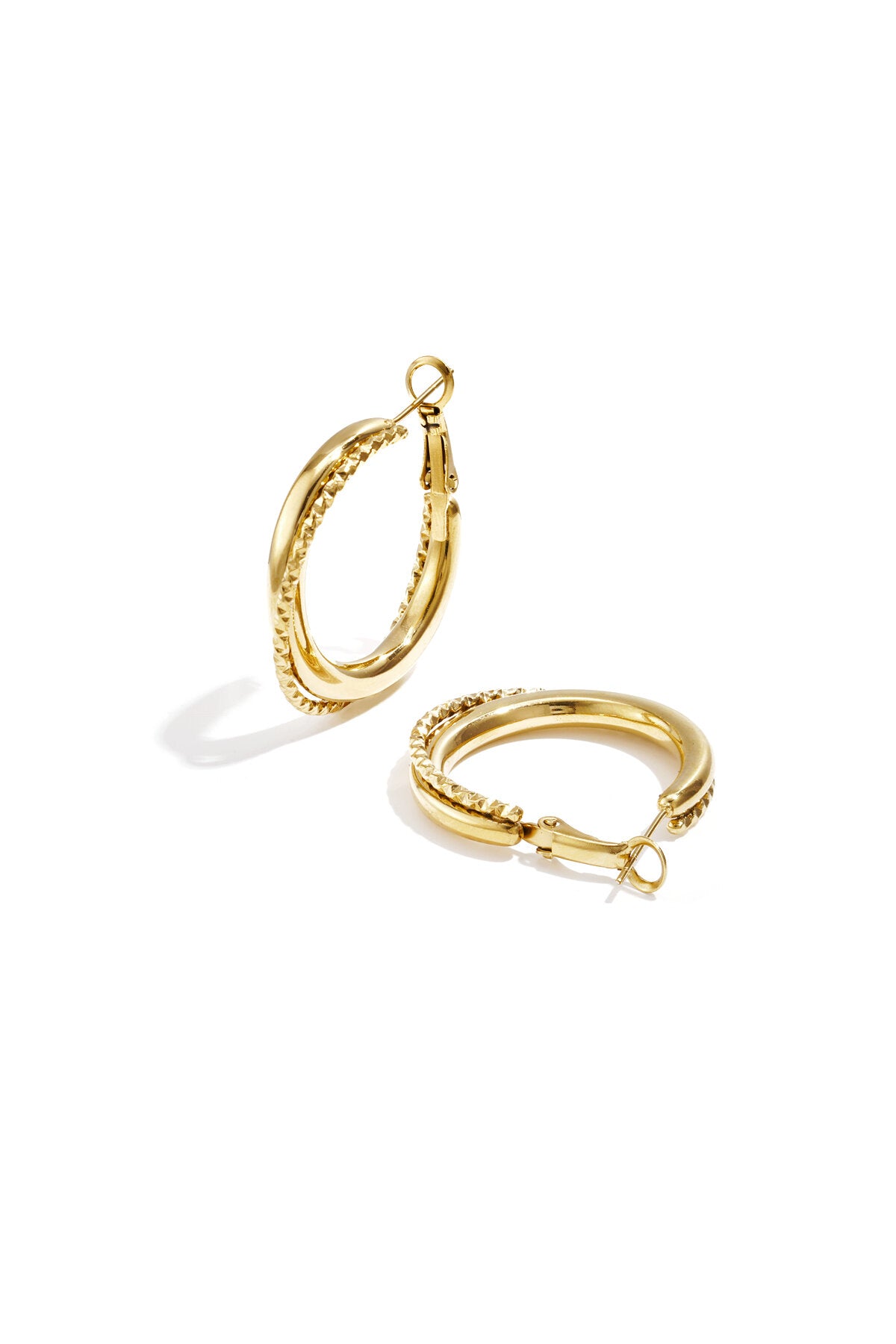 Boucles d'oreilles doubles créoles avec détail torsadé