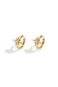 Boucles d'oreilles créoles ornées d'une étoile filante et d'une pierre