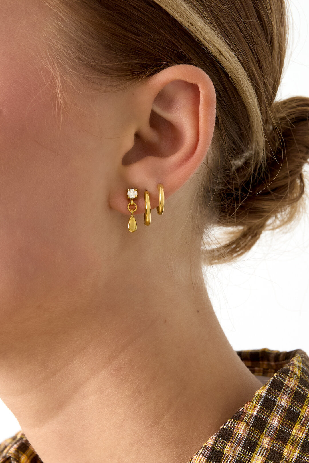 Boucles d'oreilles puces avec pendentif pendant