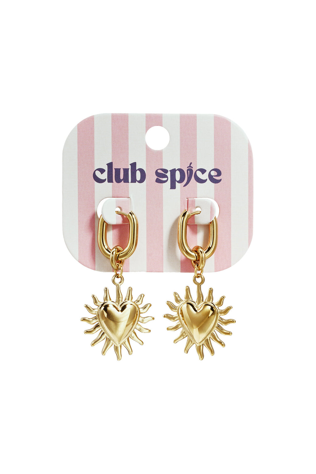 Boucles d'oreilles avec des cœurs pendants et des rayons de soleil