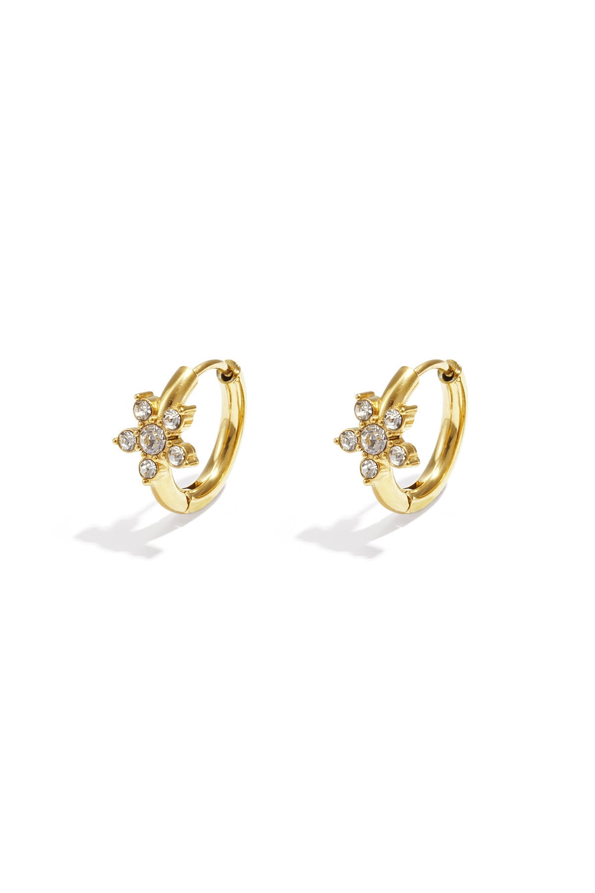 Boucles d'oreilles créoles en acier inoxydable, style floral, collection décontractée et simple pour femmes