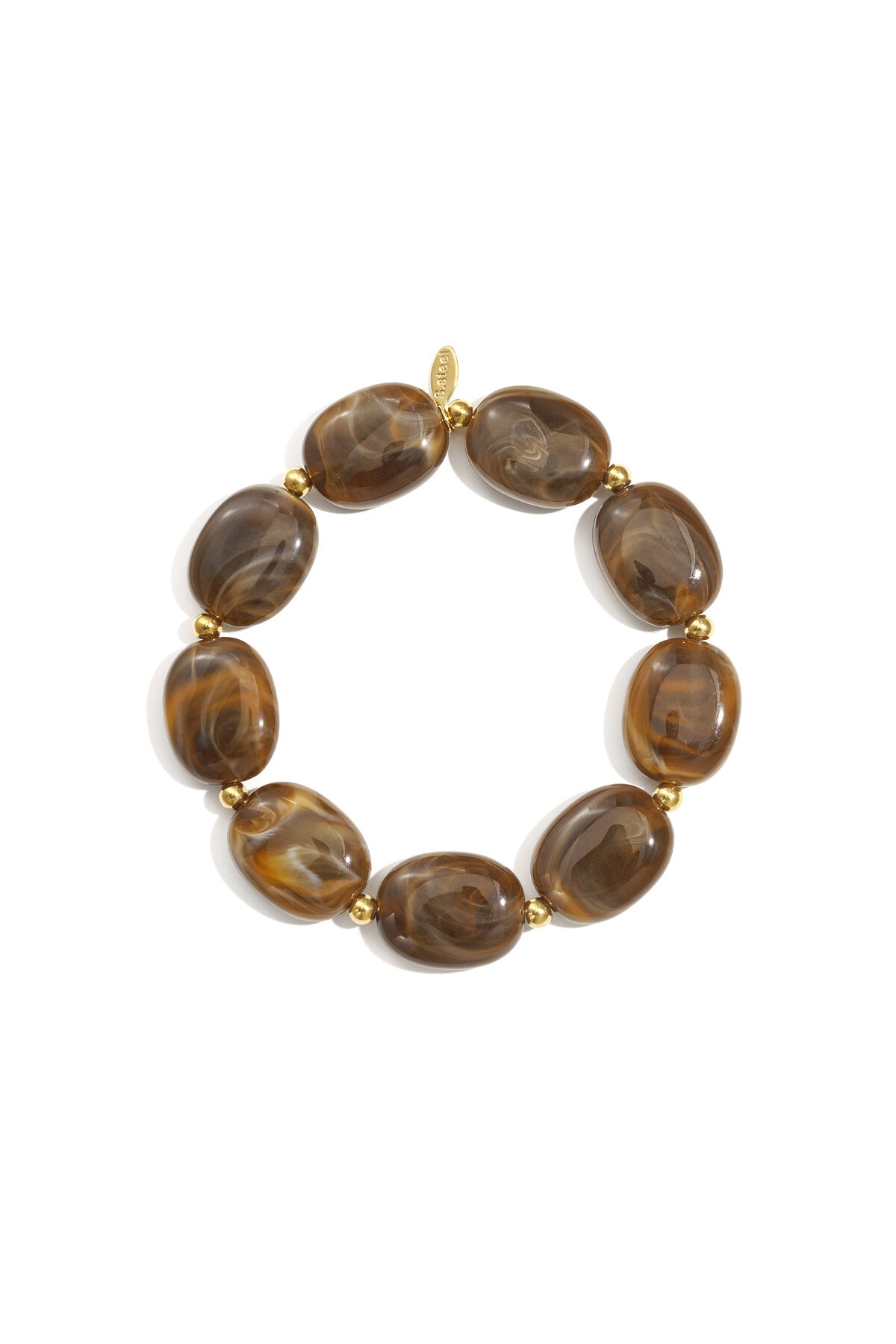 Bracelet de perles ovales et dorées