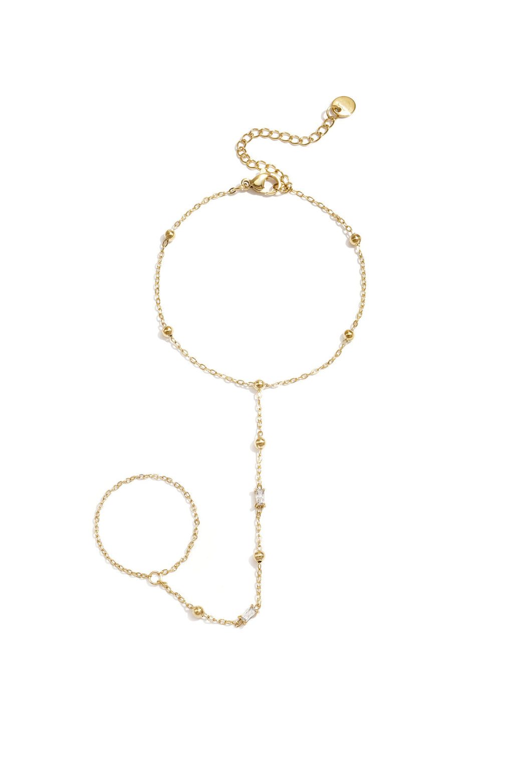 Chaîne de main avec perles et pierres rectangulaires