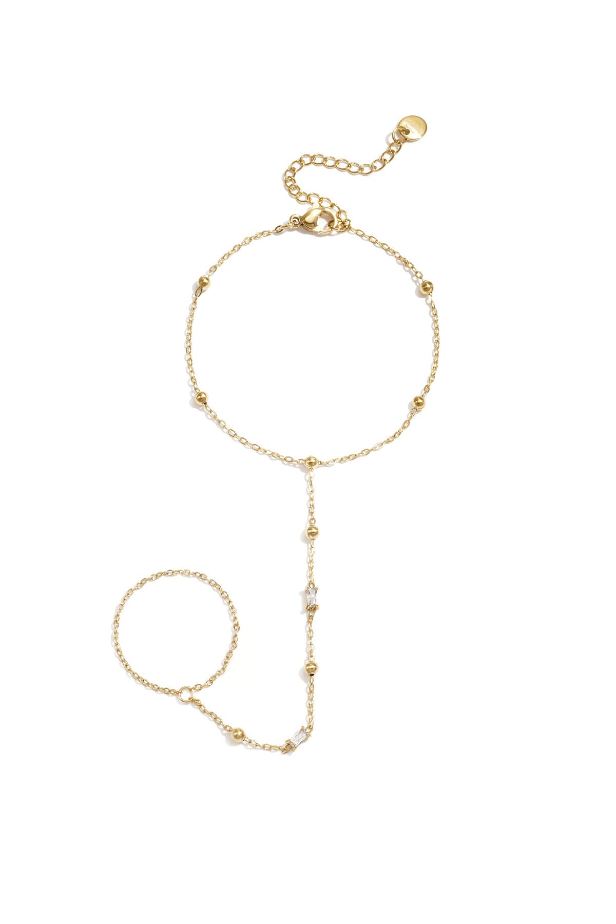 Chaîne de main avec perles et pierres rectangulaires