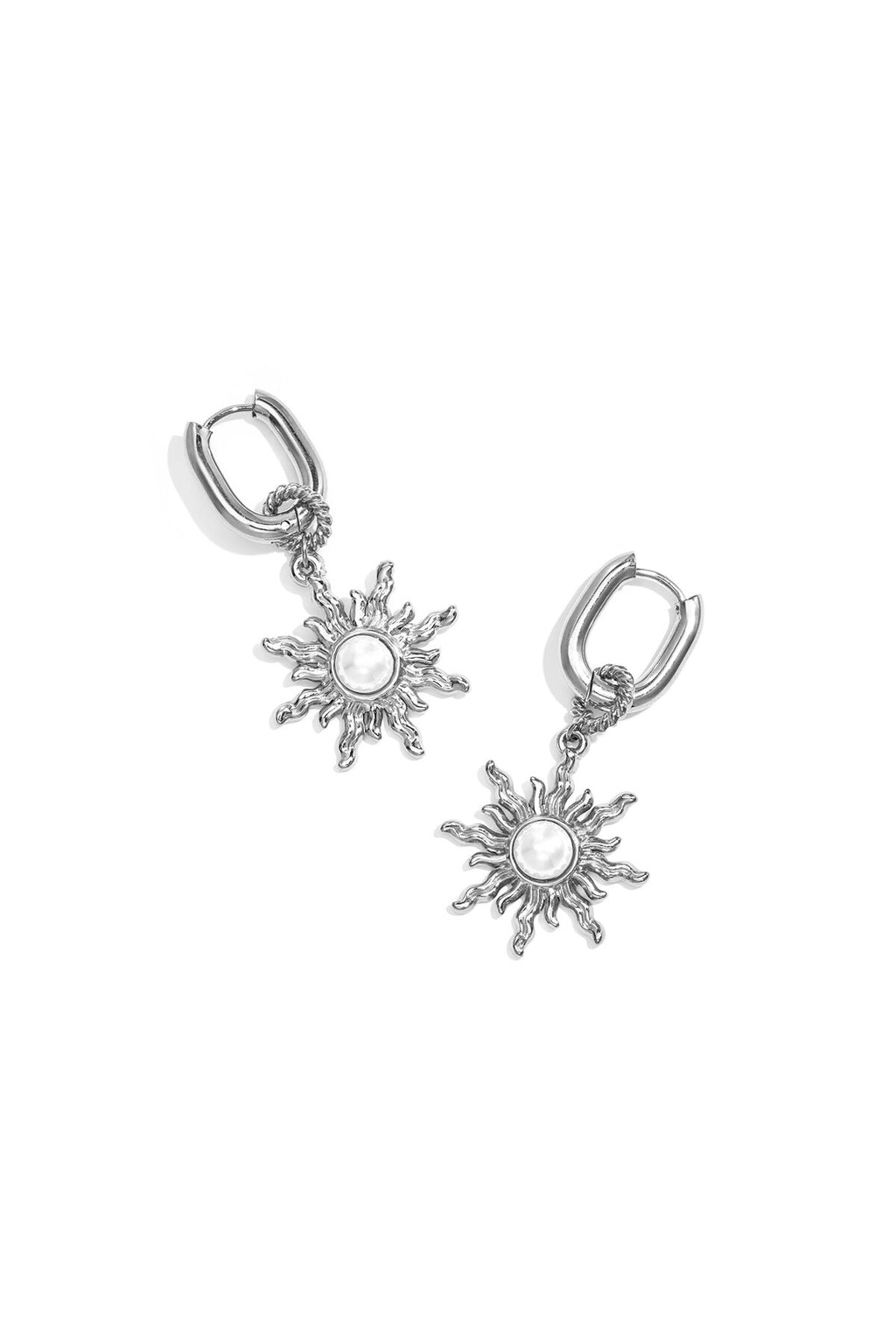 Boucles d'oreilles squovales avec breloque soleil bohème