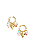 Boucles d'oreilles avec perles pendantes et cœur