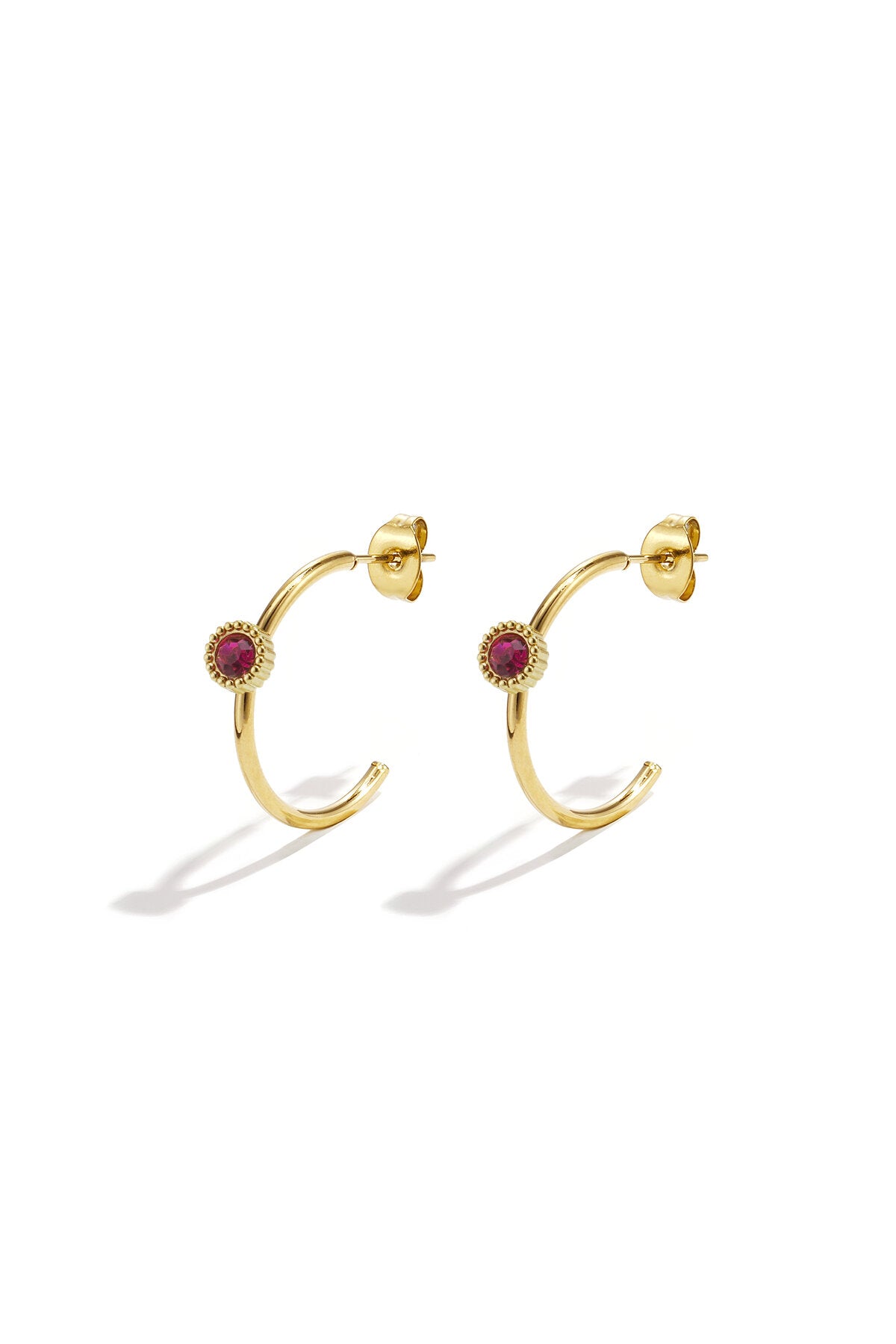 Boucles d'oreilles créoles avec pierre ronde