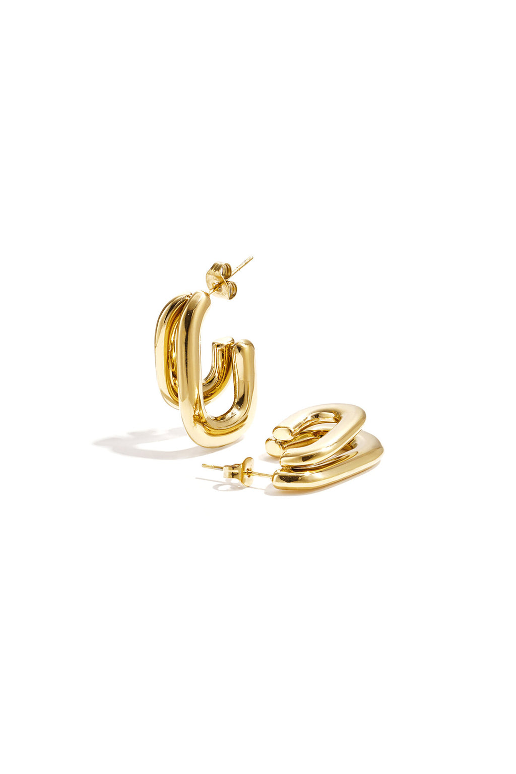 Boucles d'oreilles doubles rectangulaires