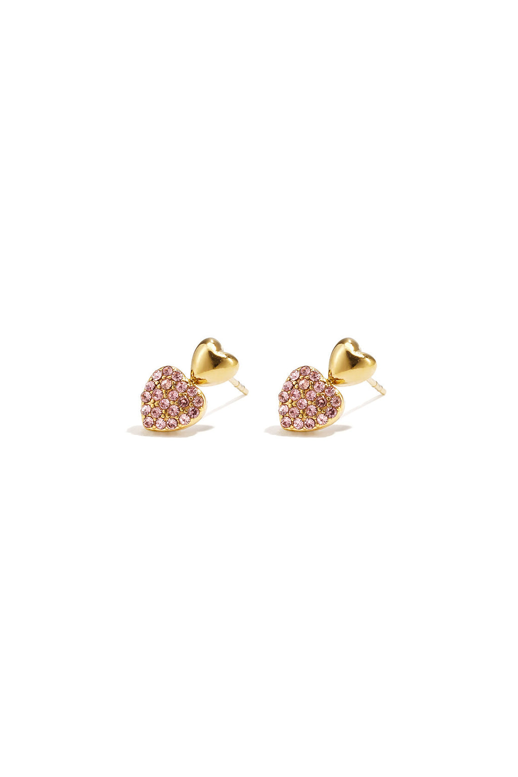 Boucles d'oreilles puces en forme de cœur avec pierres