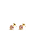 Boucles d'oreilles puces en forme de cœur avec pierres