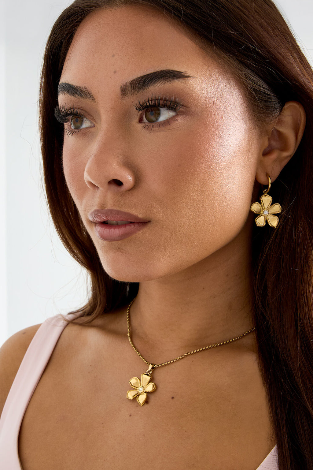 Boucles d'oreilles pendantes en acier inoxydable, motif floral, collection Daily Simple, bijoux pour femmes