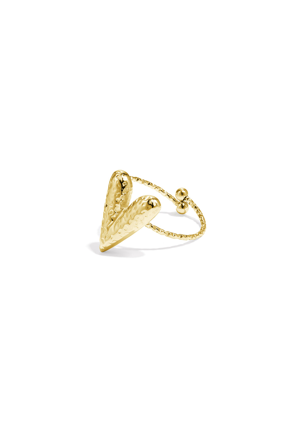 Bague avec cœur à structure martelée