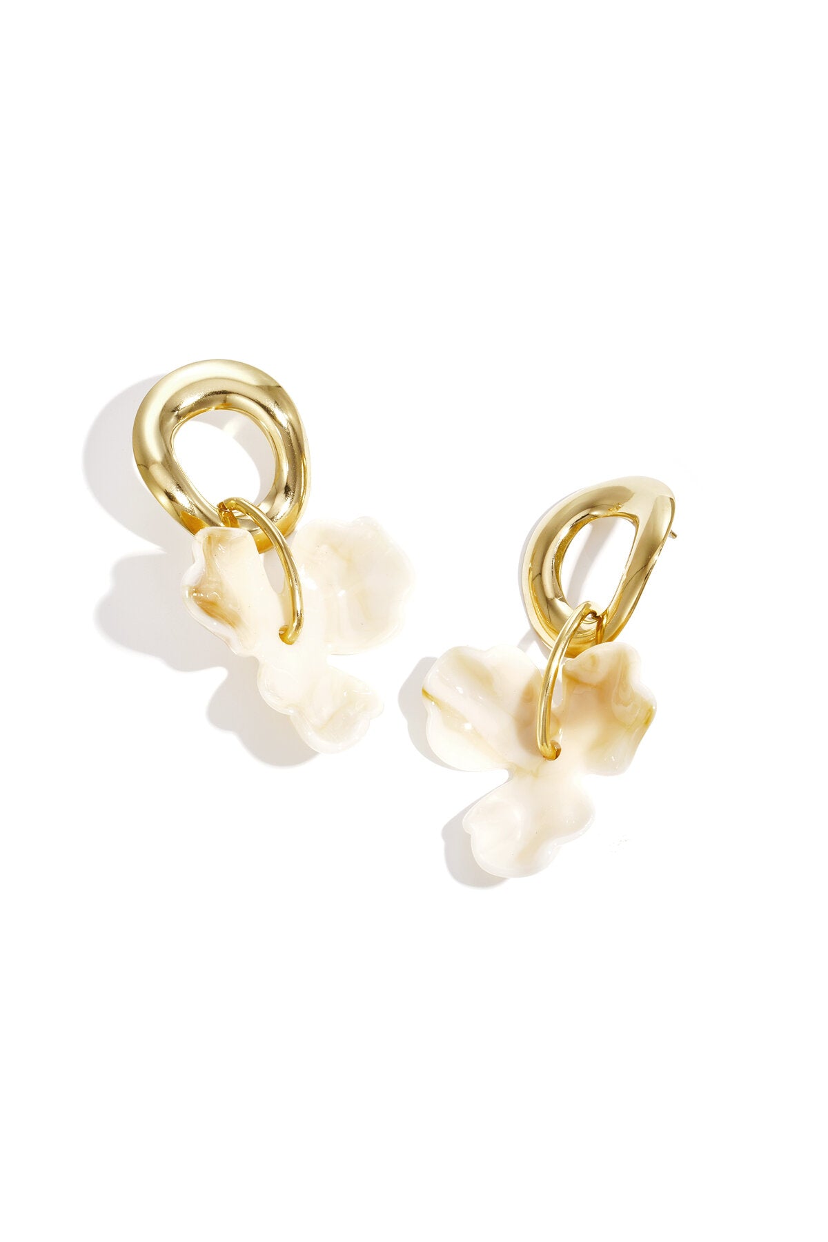 Boucles d'oreilles rondes avec fleur pendante