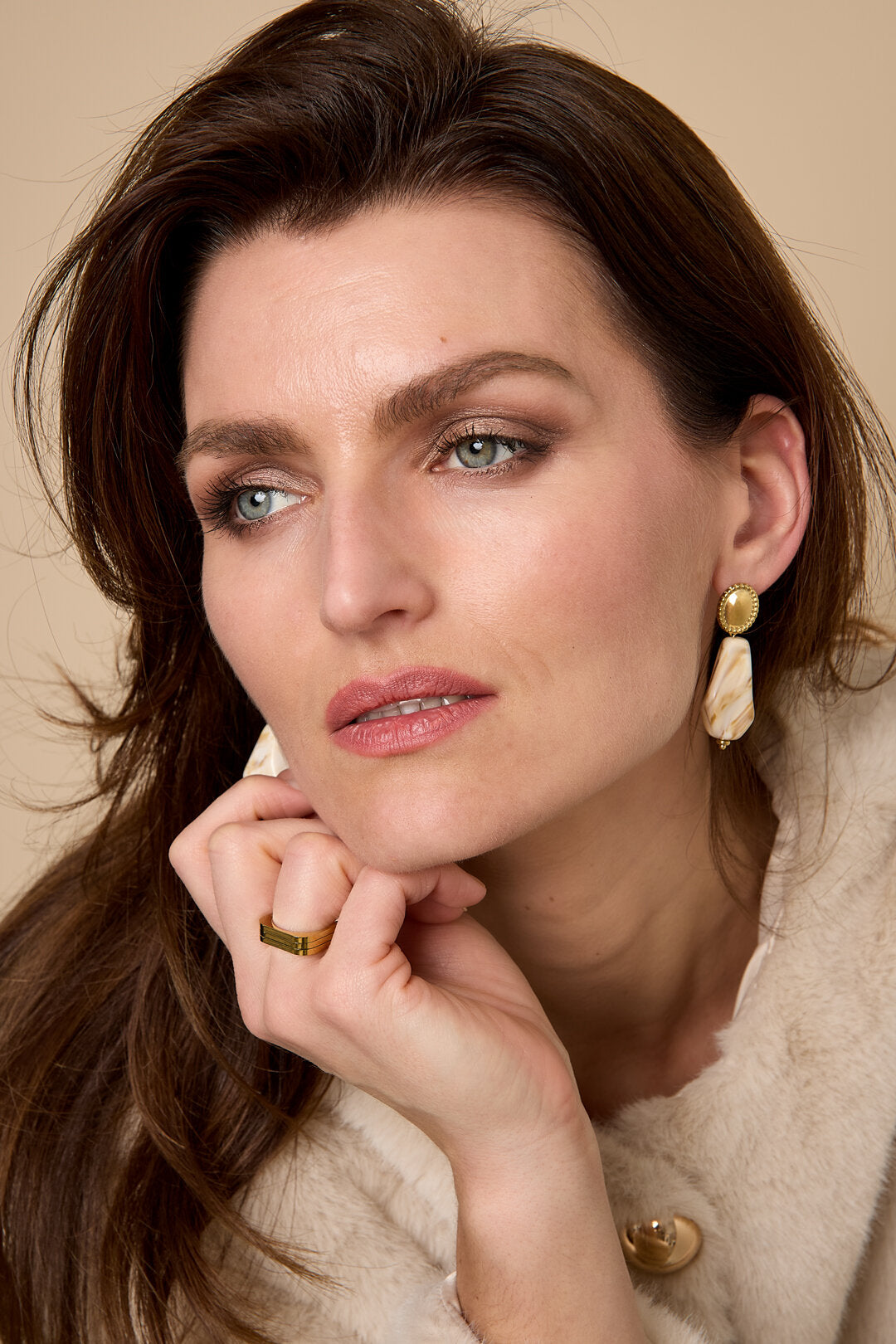 Boucles d'oreilles aspect pierre naturelle
