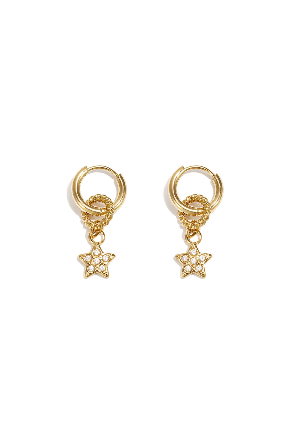 Petite boucle d'oreille avec étoile pendante ornée