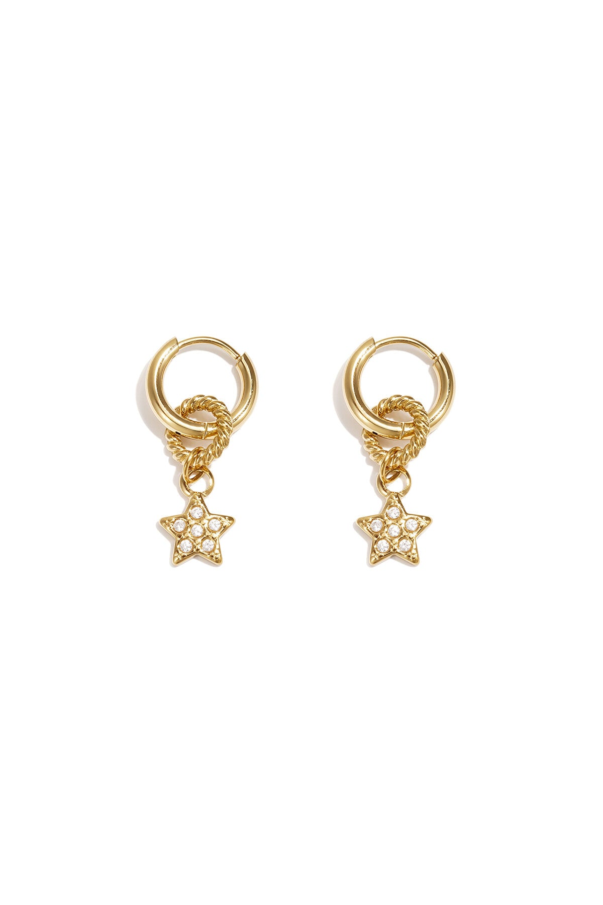 Petite boucle d'oreille avec étoile pendante ornée