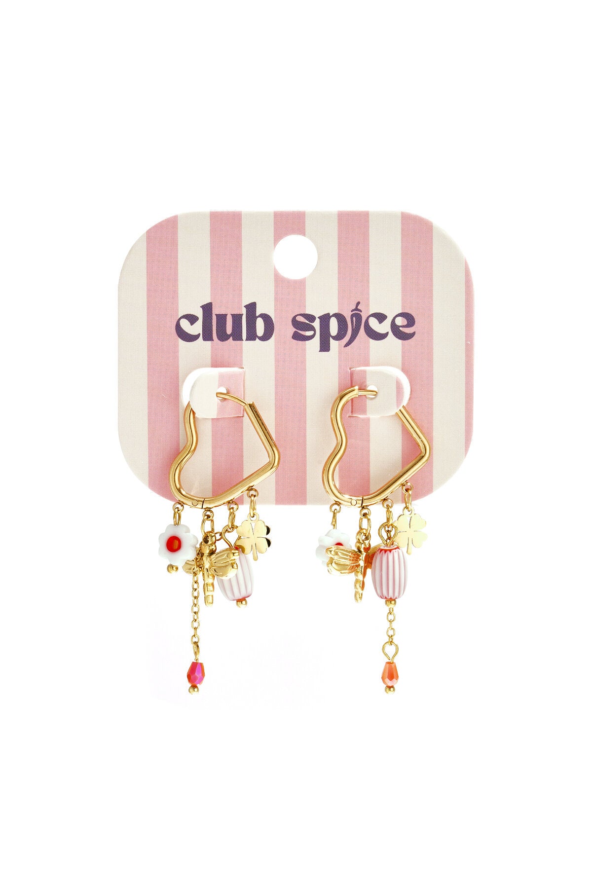 Boucles d'oreilles créoles en forme de cœur avec pendentifs et breloques perlés