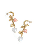 Boucles d'oreilles avec breloques en forme de cœur et perles