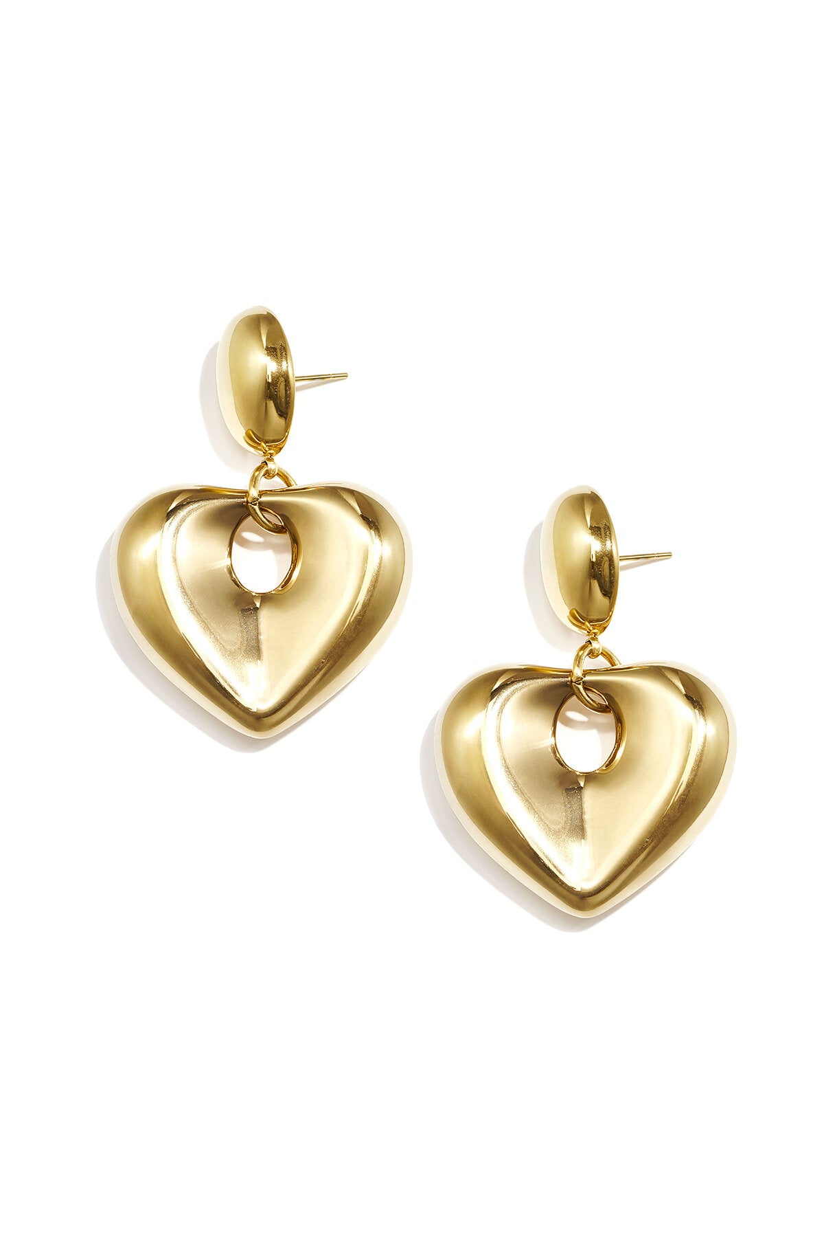 Boucles d'oreilles pendantes en forme de cœur gonflé.
