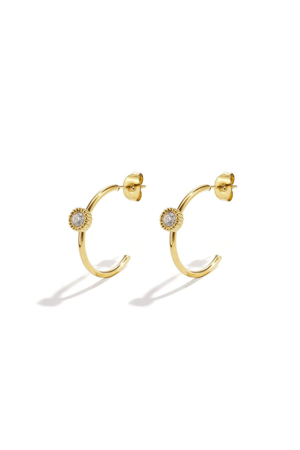 Boucles d'oreilles créoles avec pierre ronde