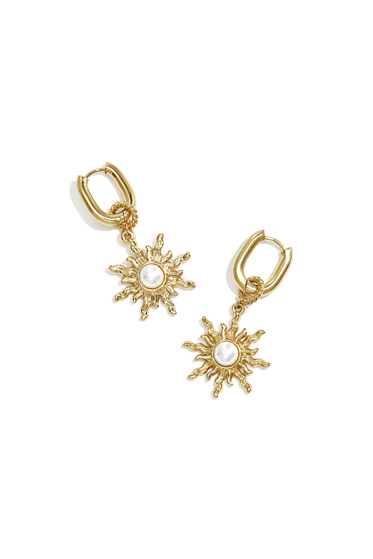 Boucles d'oreilles squovales avec breloque soleil bohème