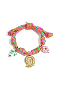 Bracelet en corde avec nœuds et breloques en coquillage