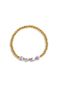 Bracelet en perles pleines à motif floral bleu