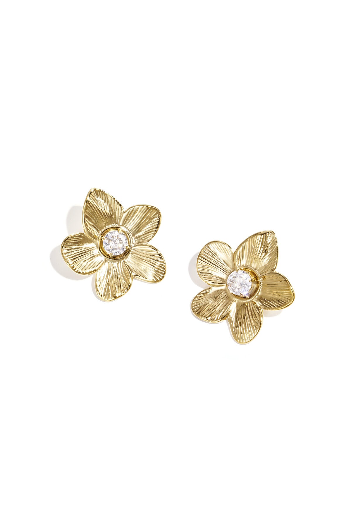 Boucles d'oreilles puces en acier inoxydable, motif floral, collection décontractée et simple pour femmes