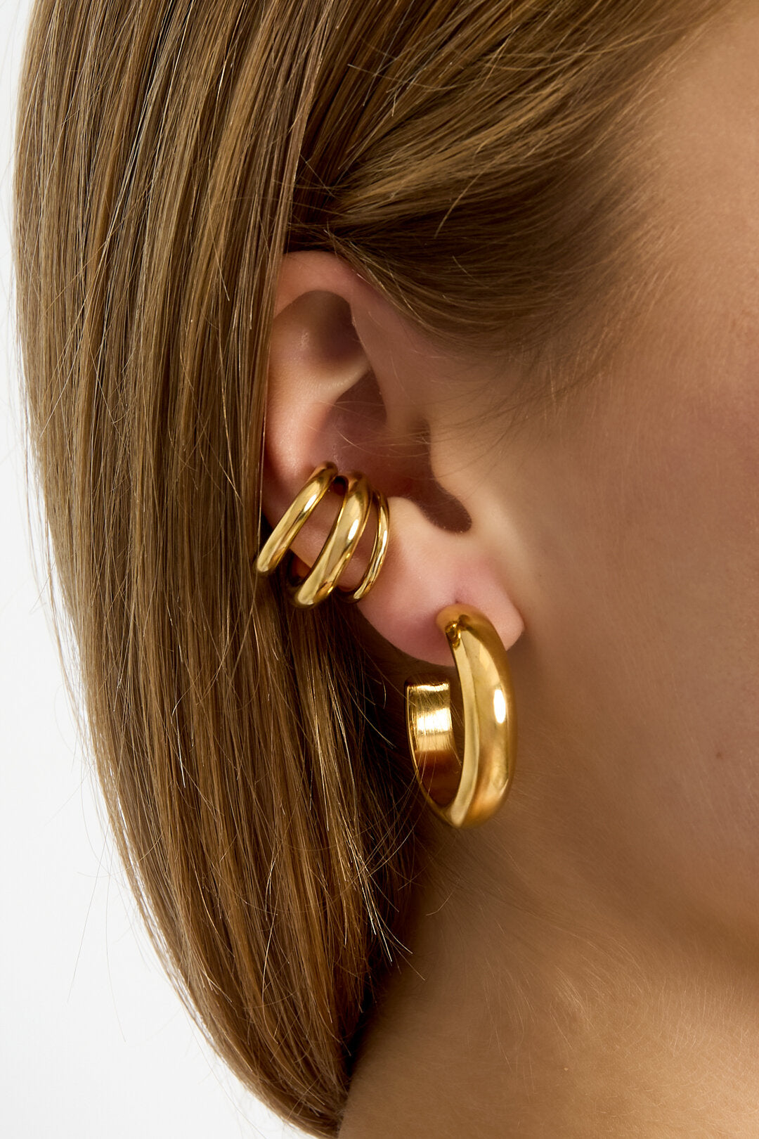 Boucles d'oreilles en acier inoxydable, série Daily Simple, bijoux pour femmes