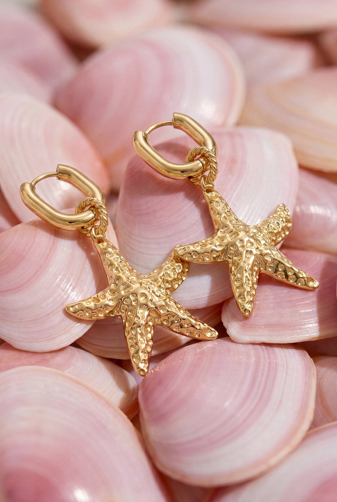 Boucles d'oreilles squovales avec pendentif étoile de mer