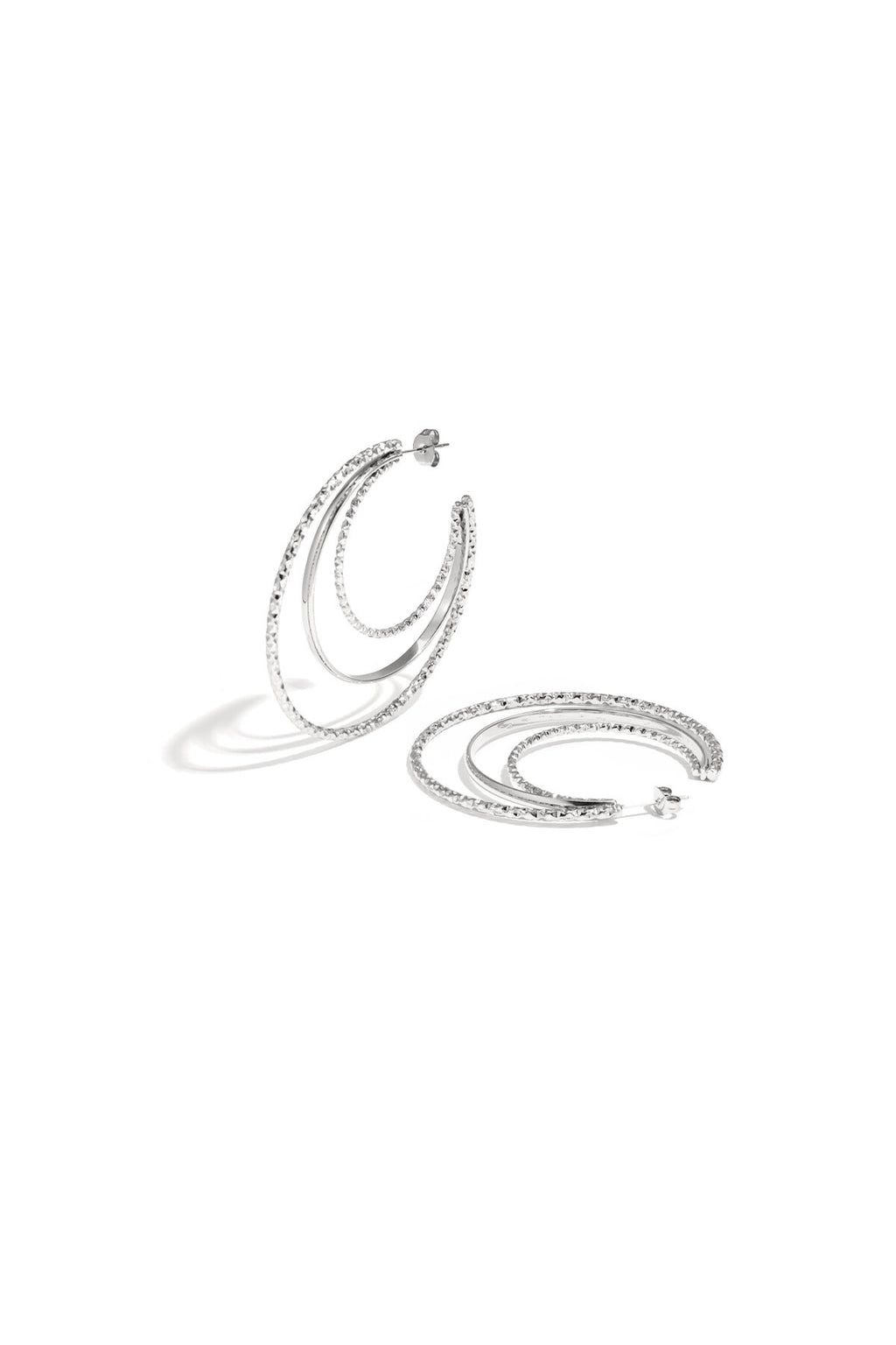 Boucles d'oreilles créoles triples superposées