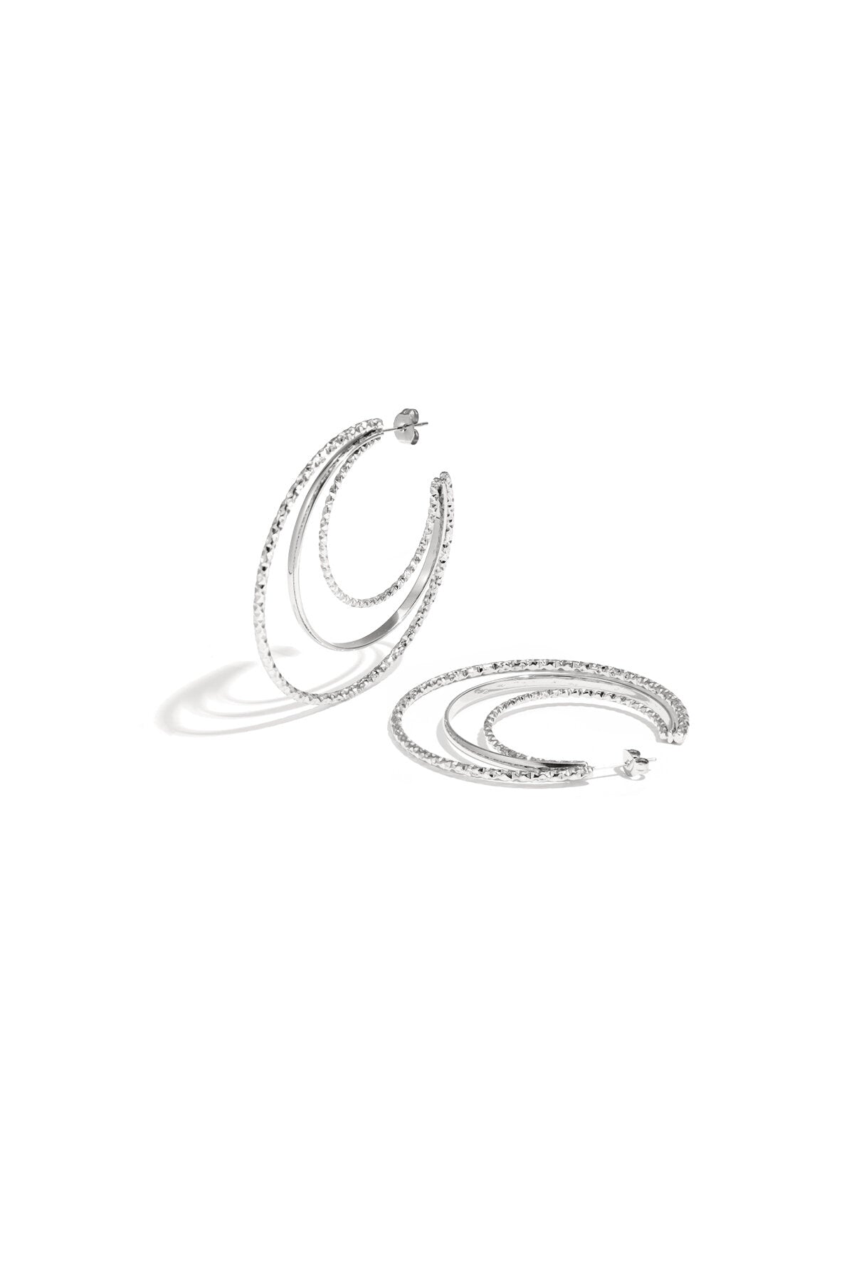 Boucles d'oreilles créoles triples superposées