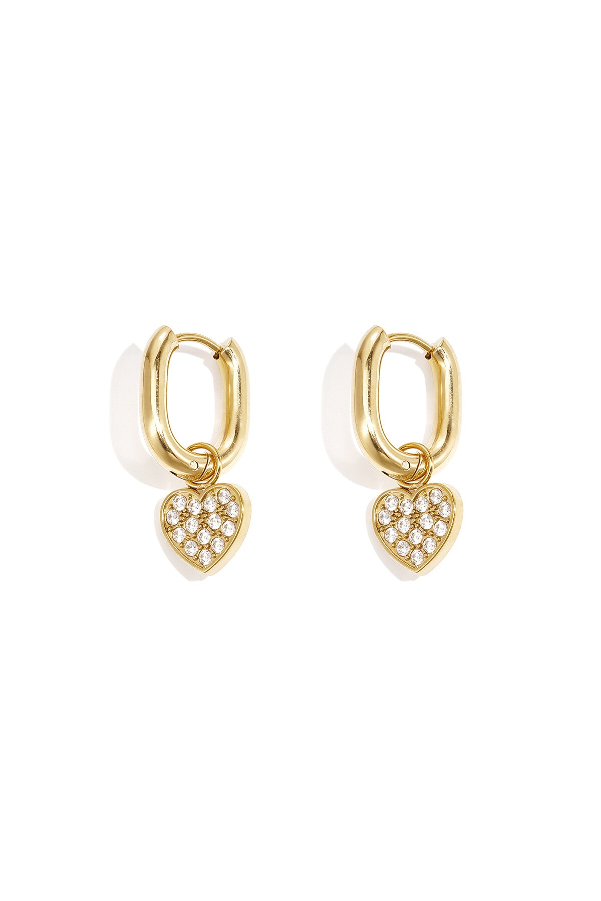 Boucles d'oreilles squovales avec breloques en forme de cœur