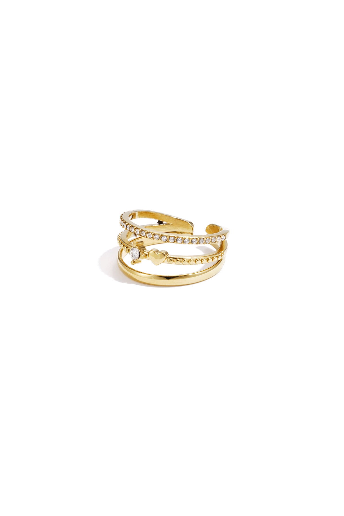 Bague à trois rangs ornée de pierres