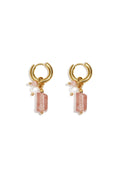 Petites boucles d'oreilles créoles avec pendentifs en perles, en pierres et en pierres