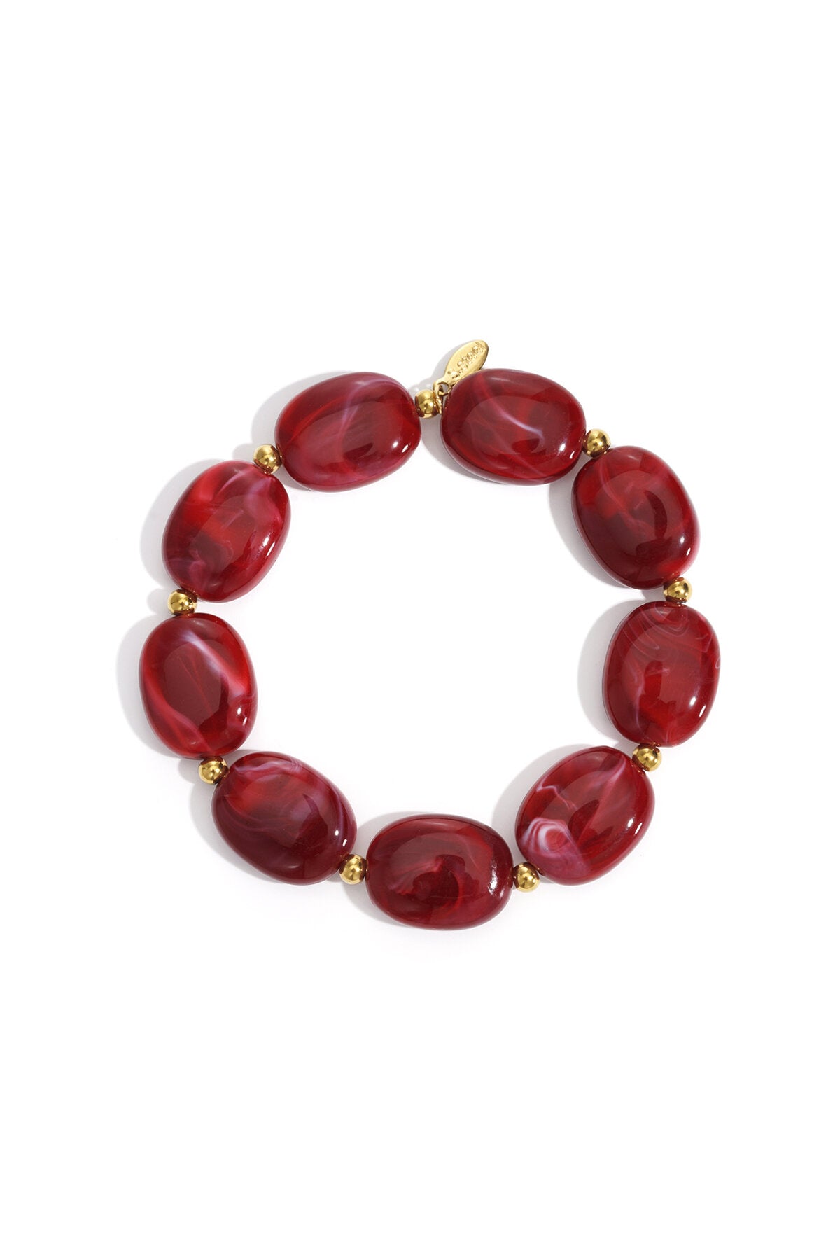 Bracelet de perles ovales et dorées