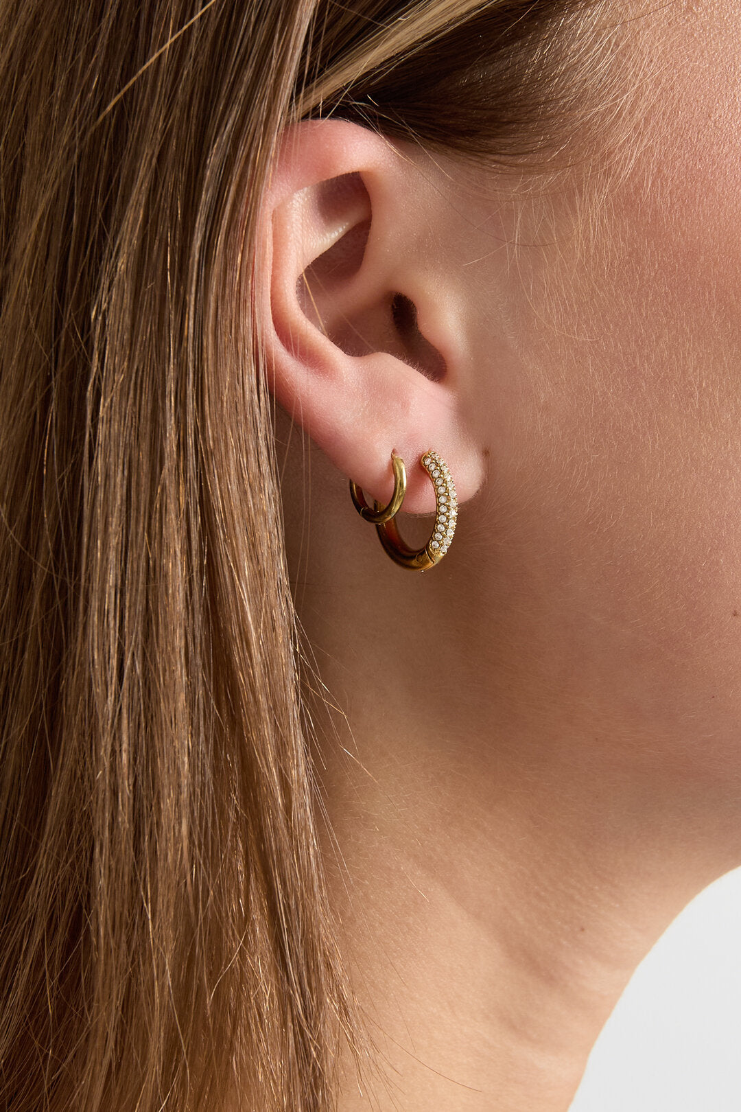 Boucles d'oreilles créoles en acier inoxydable, style simple et quotidien, collection de bijoux pour femmes