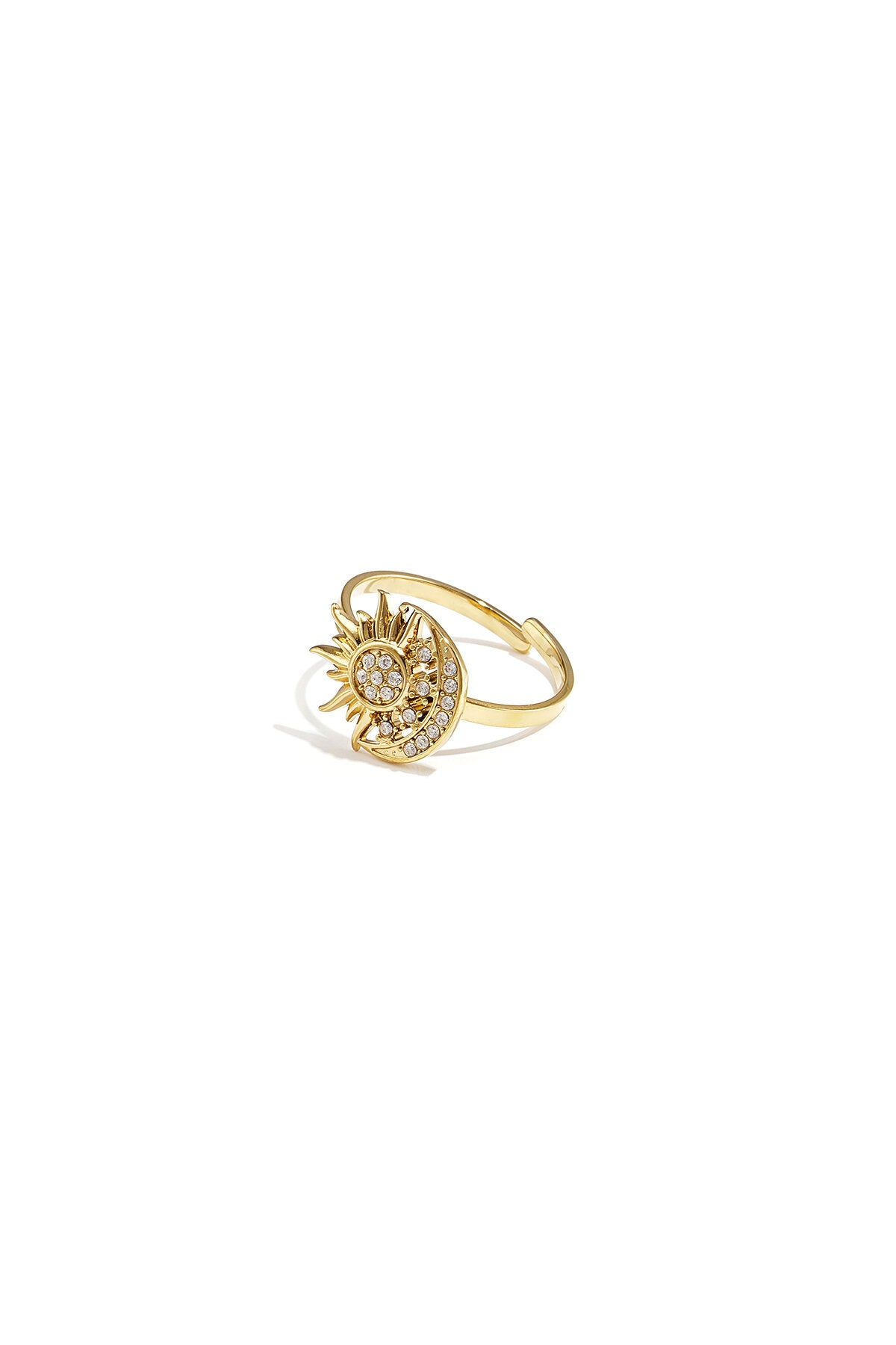 Bague ajustable avec pierre en forme de cœur et cœur