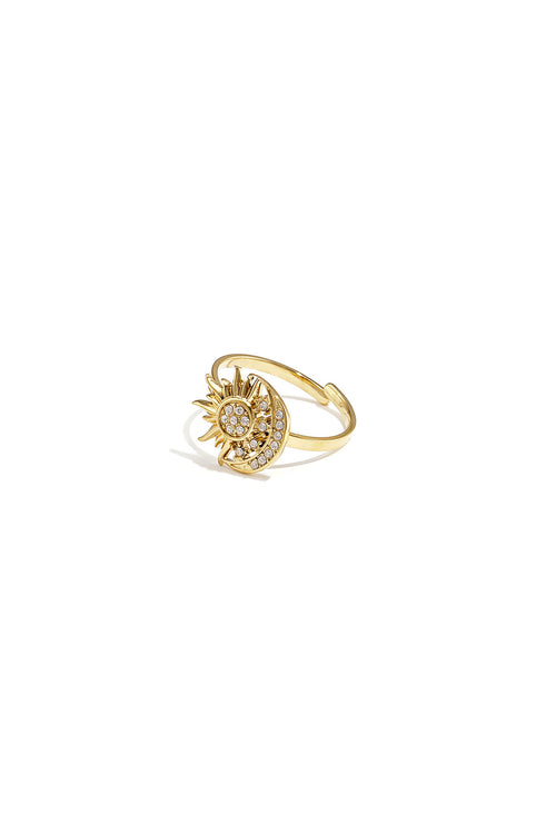 Bague ajustable avec pierre en forme de cœur et cœur