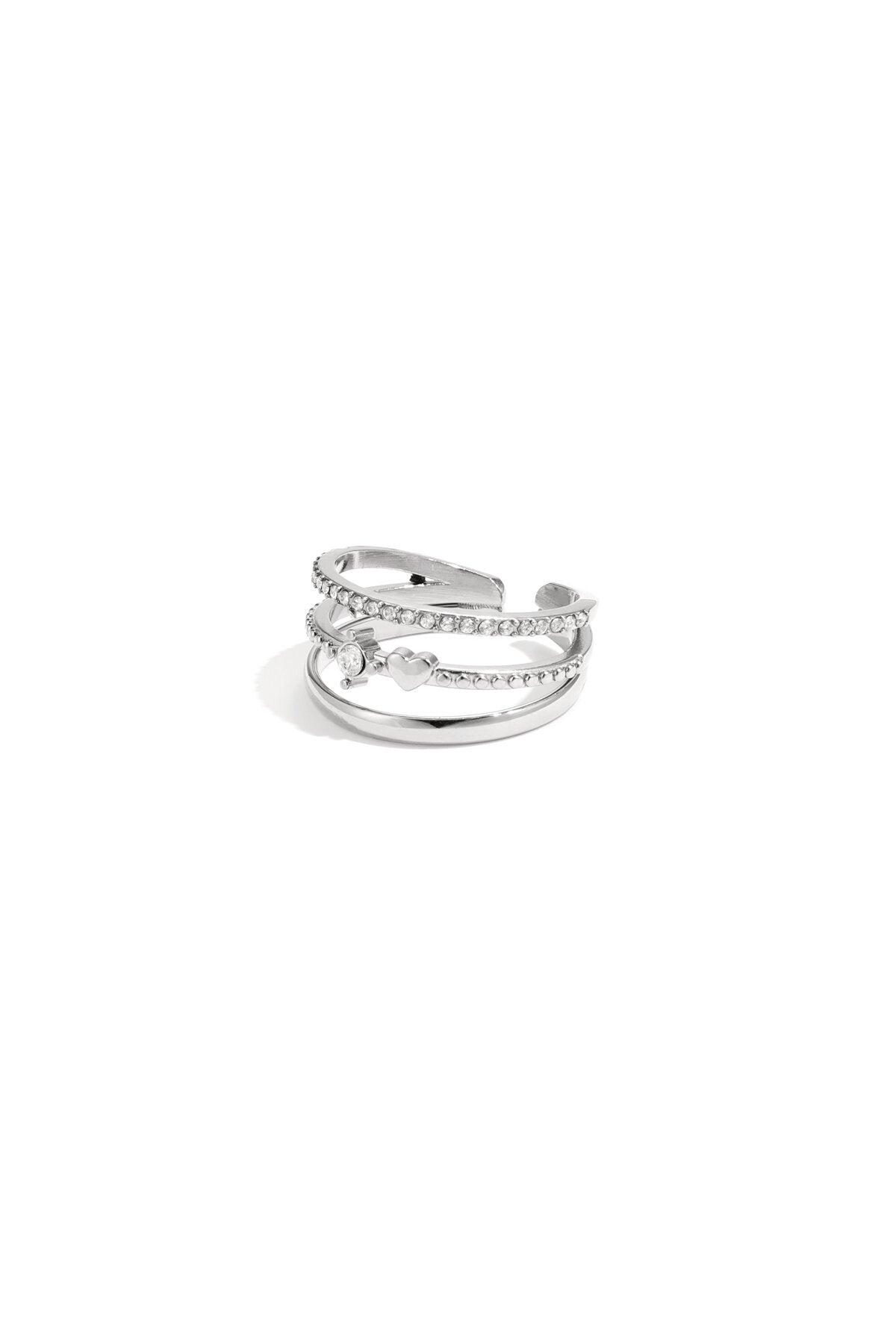 Bague à trois rangs ornée de pierres