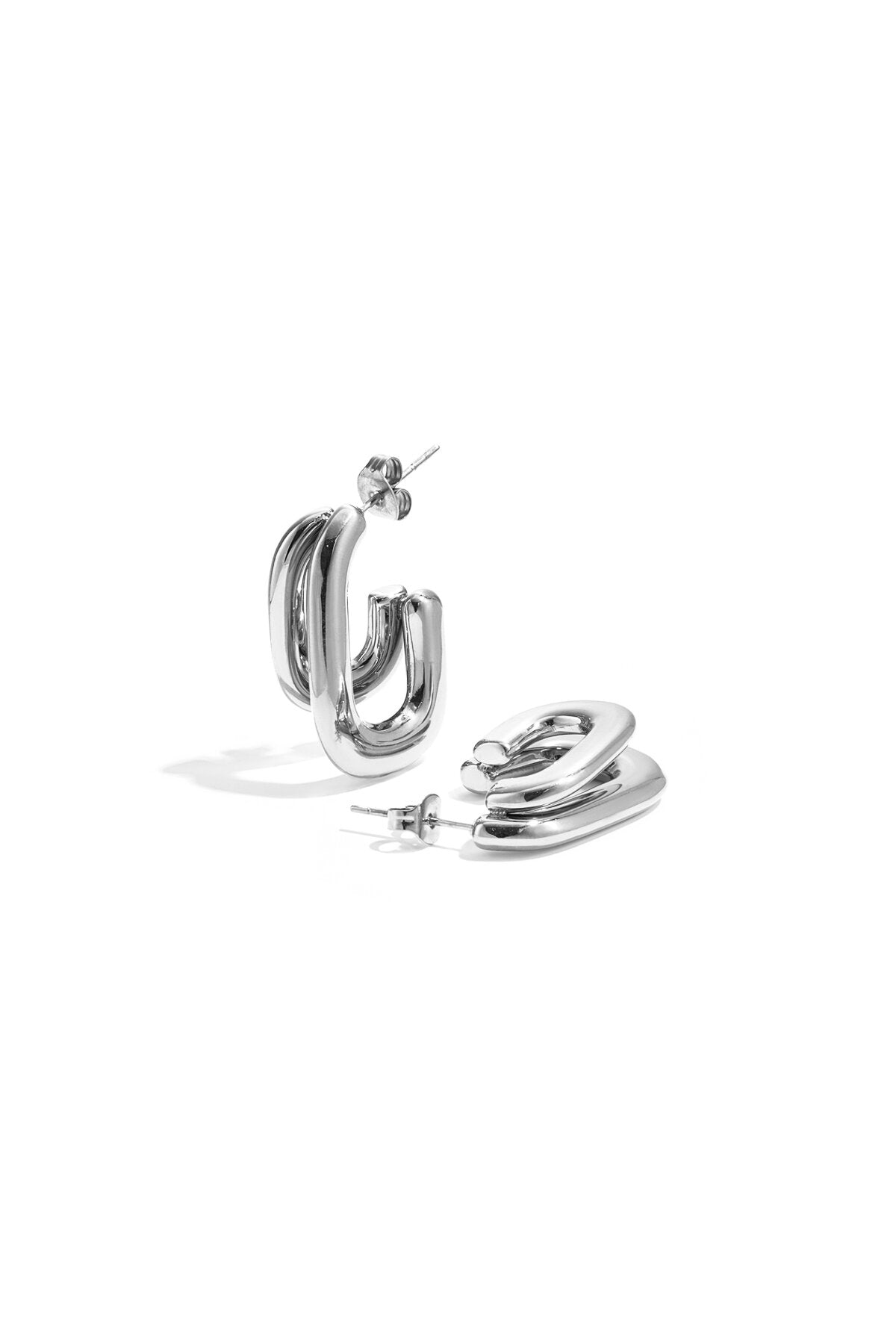 Boucles d'oreilles doubles rectangulaires