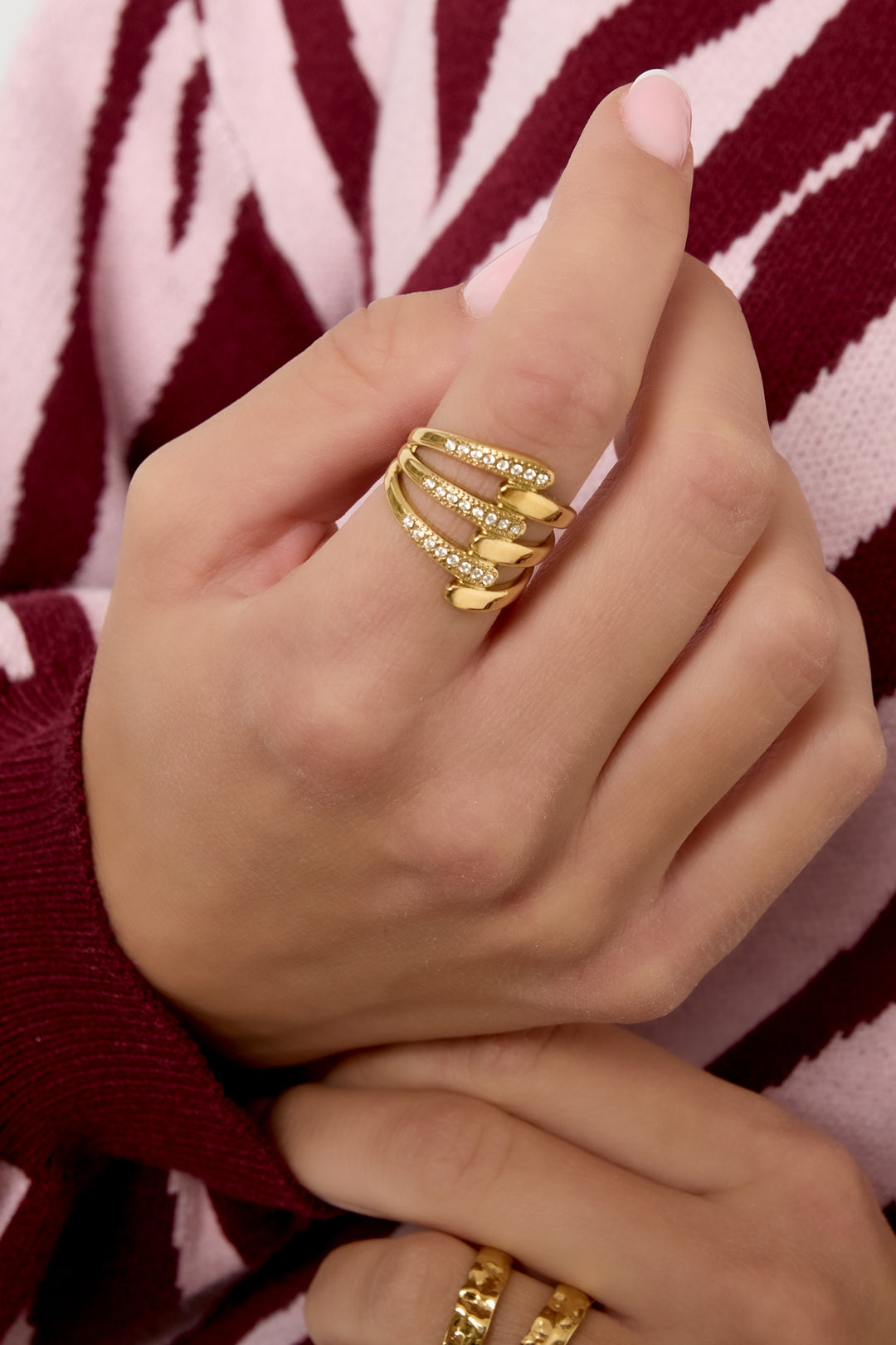 Bagues de déclaration en acier inoxydable, lignes décontractées, simples et quotidiennes, bijoux pour femmes
