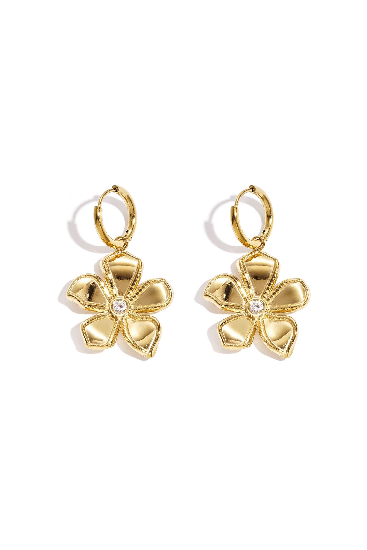 Boucles d'oreilles pendantes en acier inoxydable, motif floral, collection Daily Simple, bijoux pour femmes