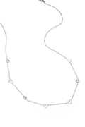 Collier avec breloques coeur et diamants - acier inoxydable
